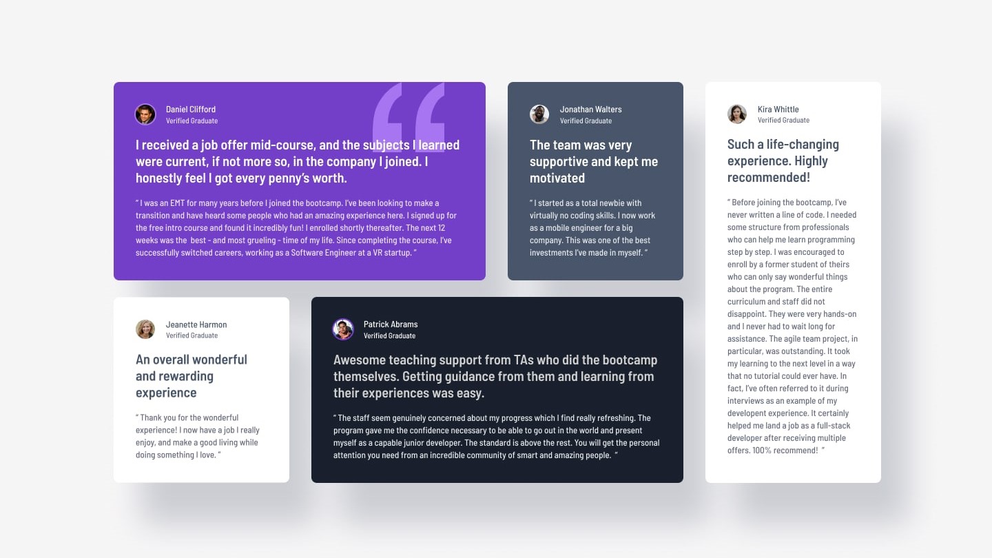 Testimonials grid section Screenshot